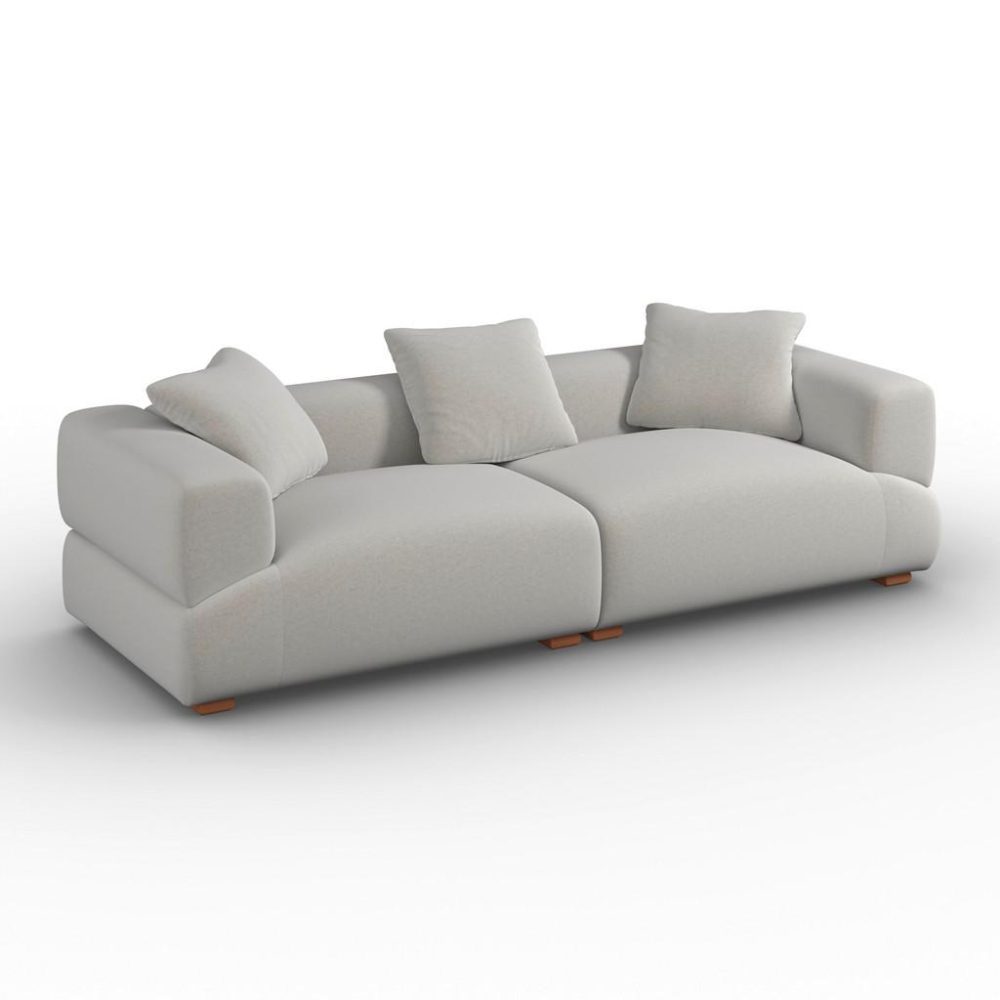 Sofa Talia Samt Grau Holz, Textil Grau 