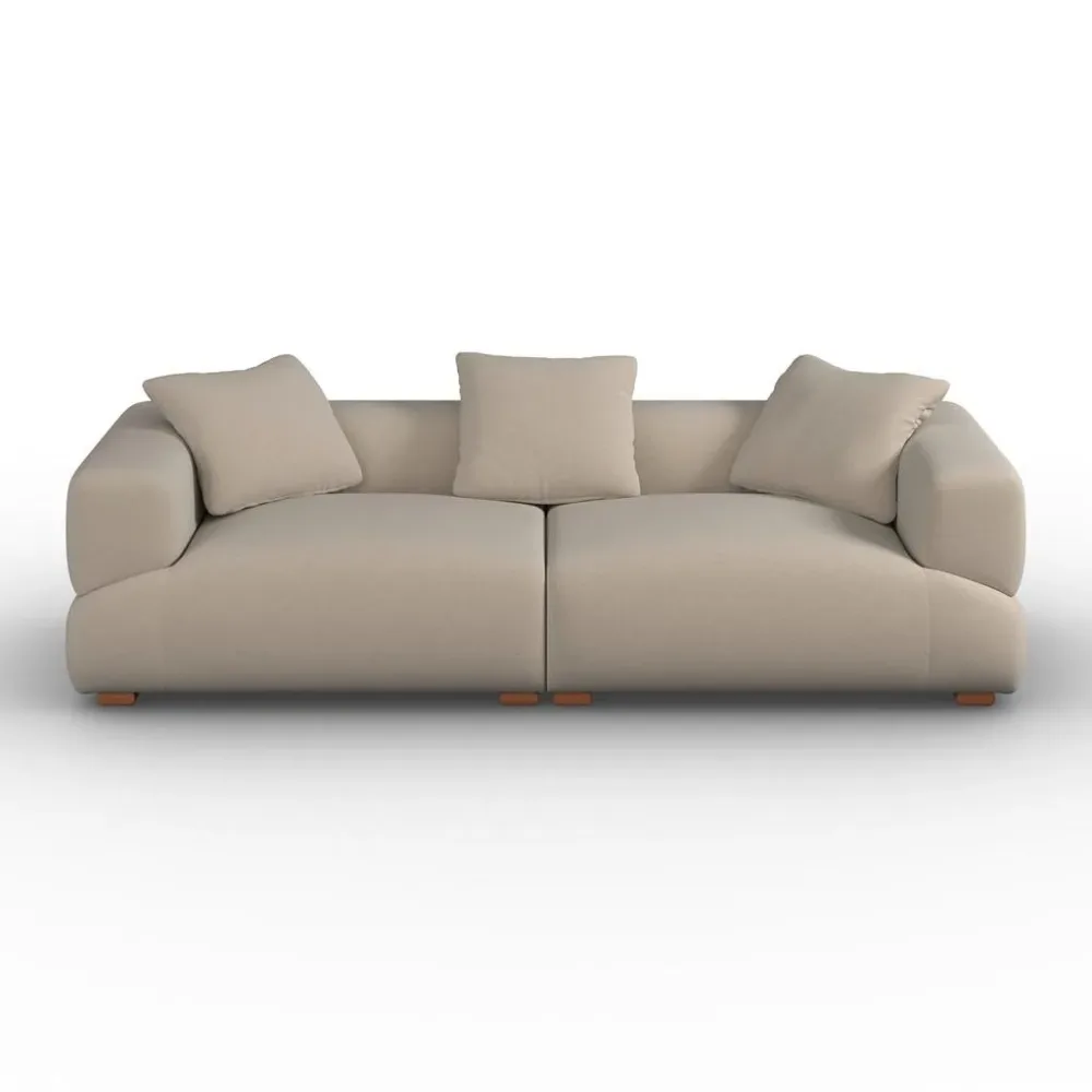 Sofa Talia Samt Beige Holz, Textil Beige 