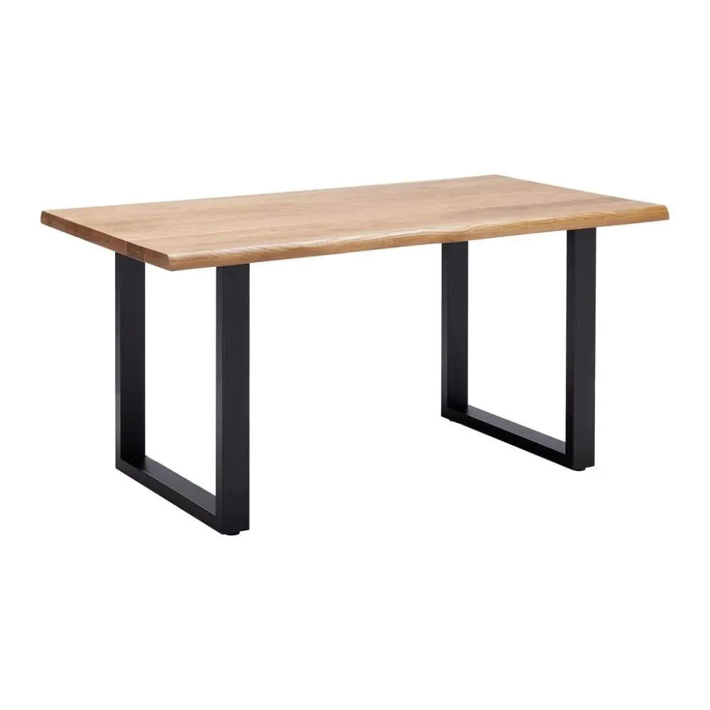 Esstisch Holz Len Eichefarben Ca. 160x90 Cm Holz, Metall 160/90/76 cm 