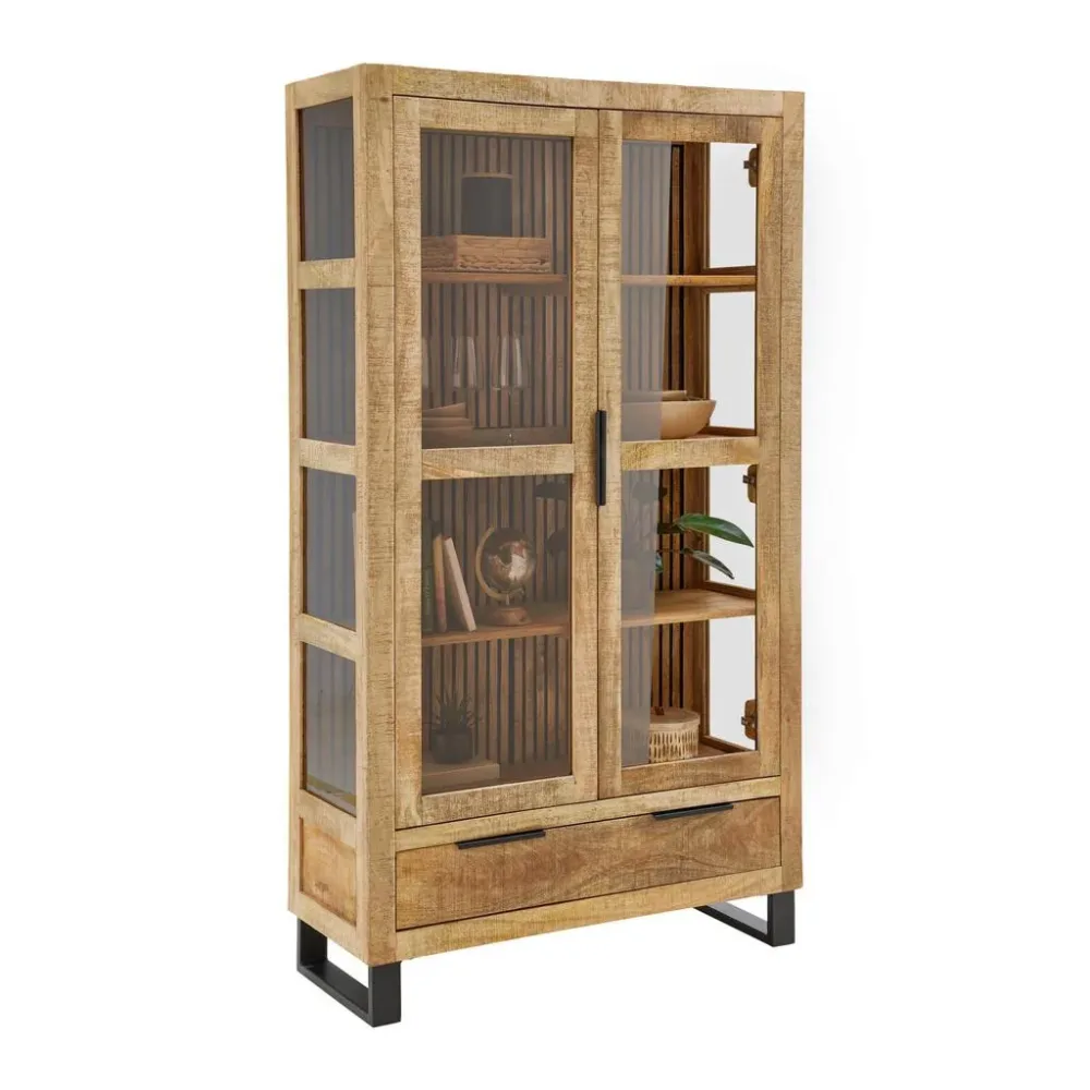 Vitrine Everest In Naturfarben/schwarz 100/180/40 cm , 