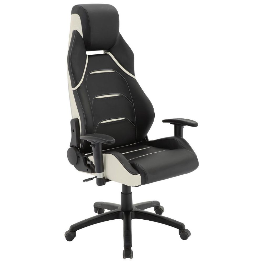 Gamingstuhl Im Lederlook Lederlook Schwarz, Weiss 