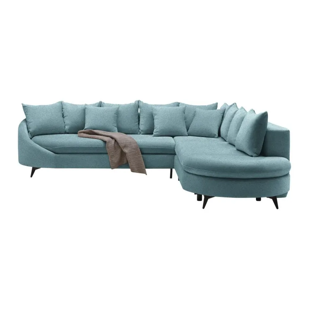 Ecksofa Axel Blau Chenille Blau 