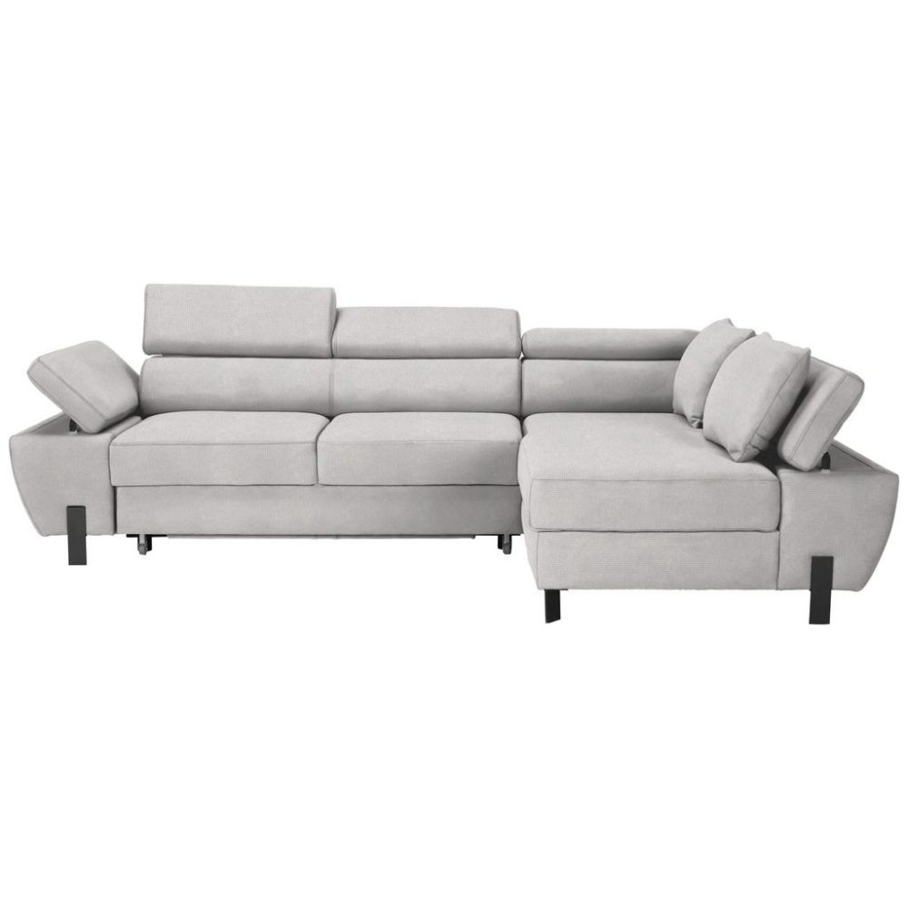 Ecksofa Molina Mini Silberfarben Webstoff Hellgrau 