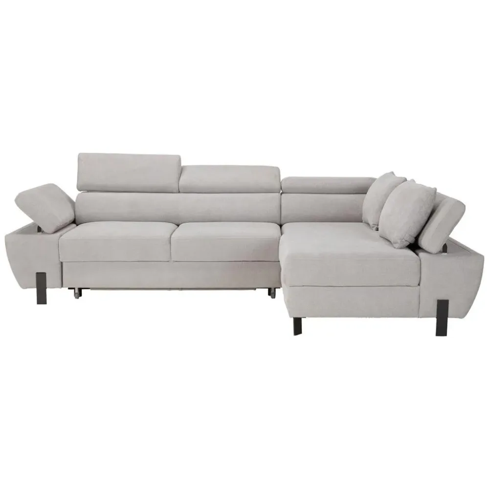 Wohnlandschaft Molina Mini In Hellgrau Mit Schlaffunktion Webstoff Grau 