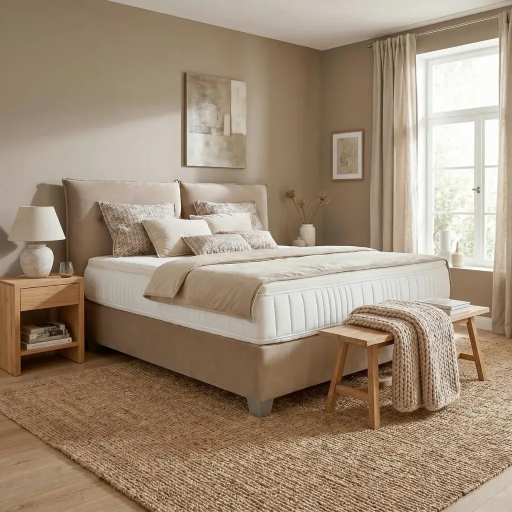 Boxspringbett In Beige Ca. 160x200cm 160/200 cm Beige 