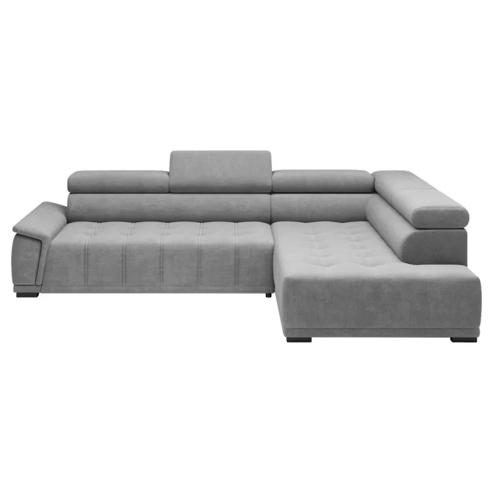Ecksofa Gremio Rechts Blaugrau Chenille, Webstoff Blaugrau 
