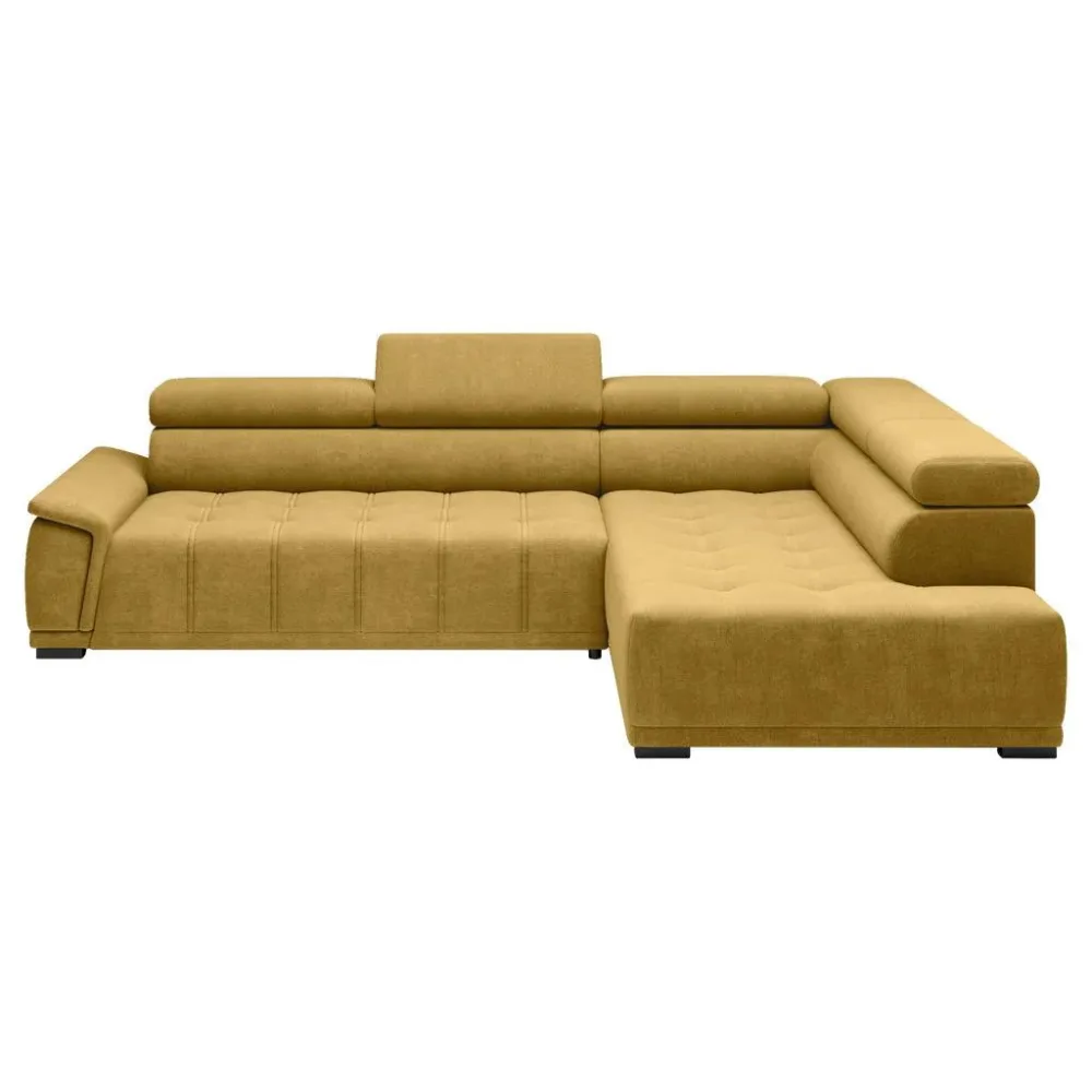 Ecksofa Gremio Rechts Senfgelb Chenille, Webstoff Senfgelb 