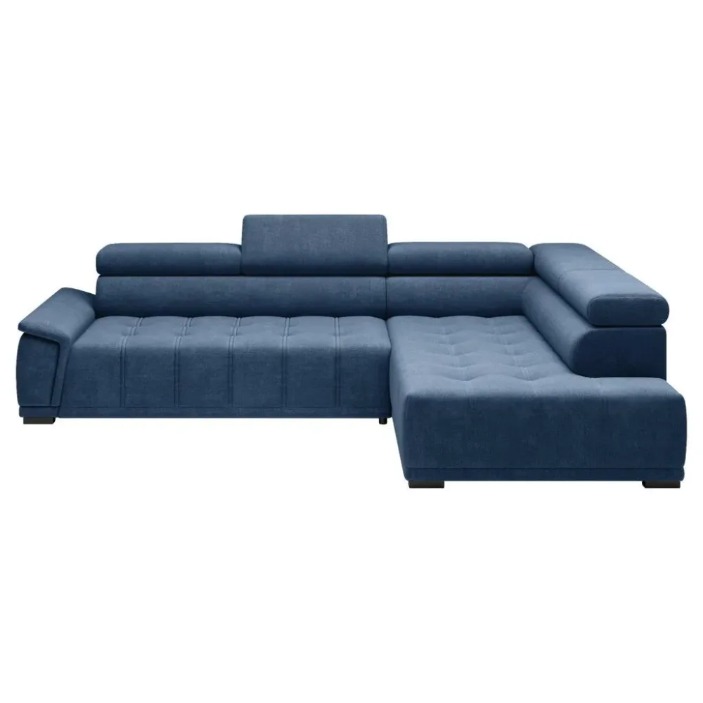 Ecksofa Gremo Rechts Dunkelblau Chenille, Webstoff Dunkelblau 