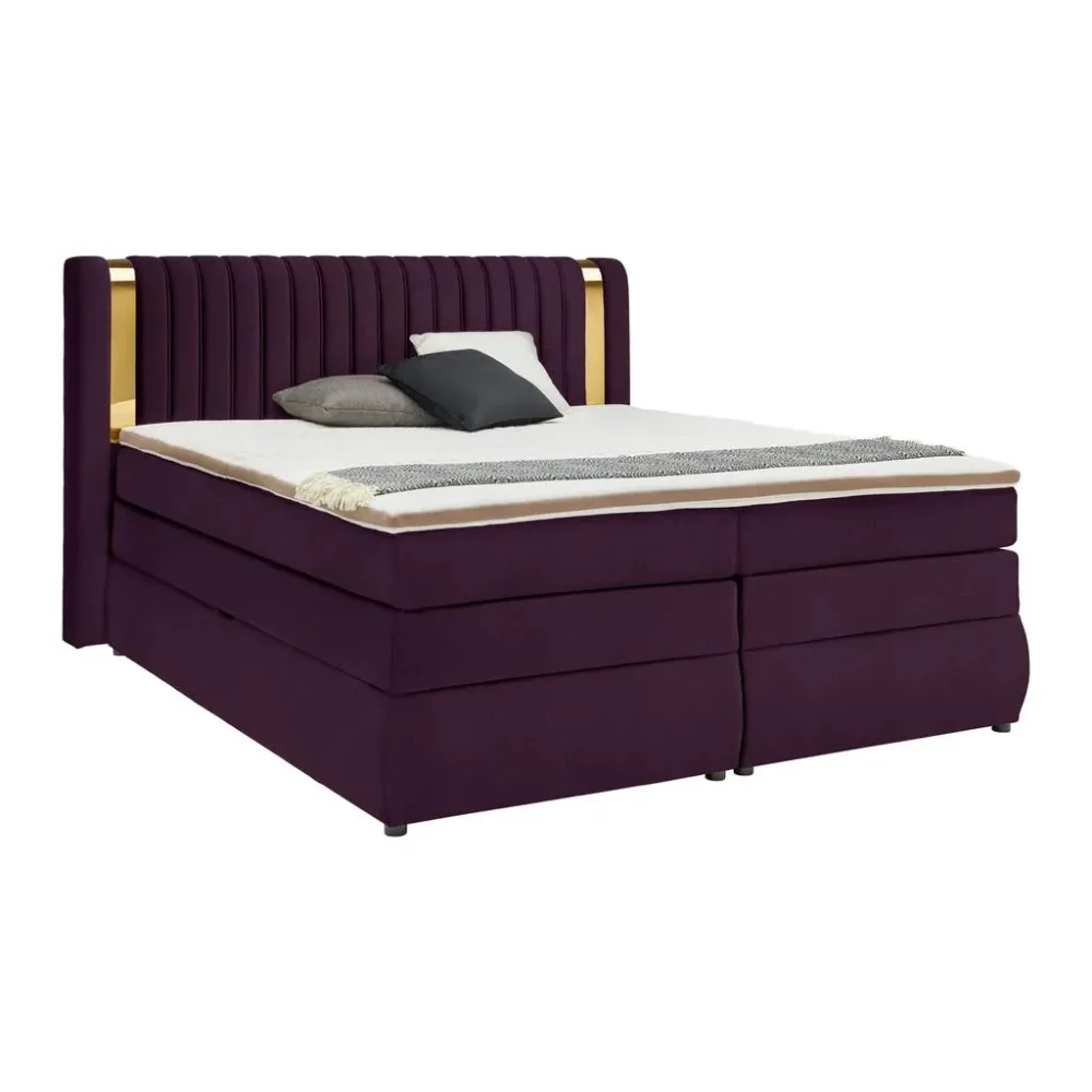 Boxspringbett Minola Gold Pflaume Ca. 180x200cm 180/200 cm Pflaume 