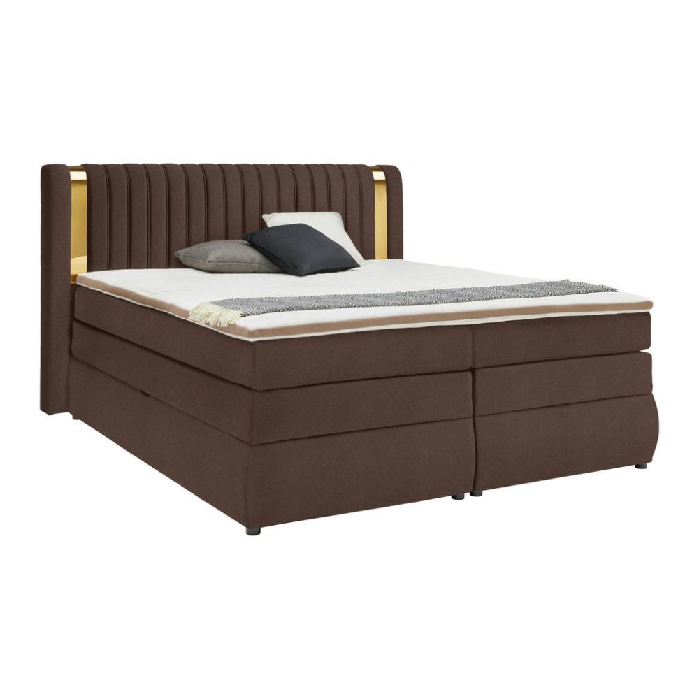 Boxspringbett Minola Gold Haselnussfarben Ca. 160x200cm 160/200 cm Haselnussfarben 