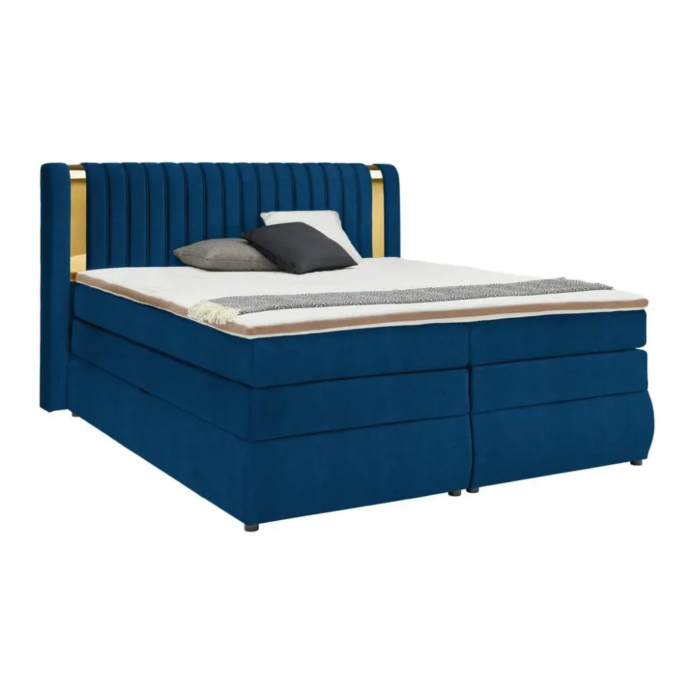 Boxspringbett Minola Gold Royalblau Ca. 180x200cm 180/200 cm Royalblau 