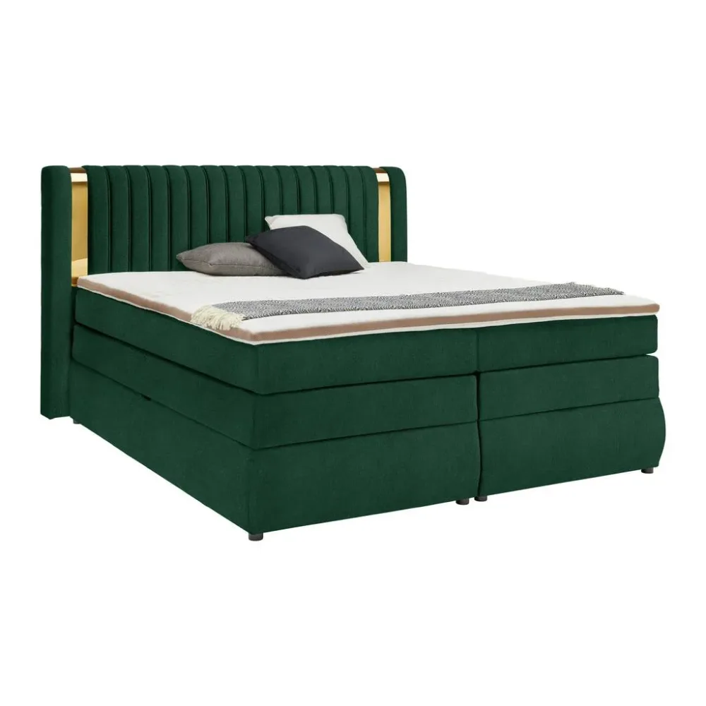 Boxspringbett Minola Gold Waldgrün Ca. 180x200cm 180/200 cm Waldgrün 