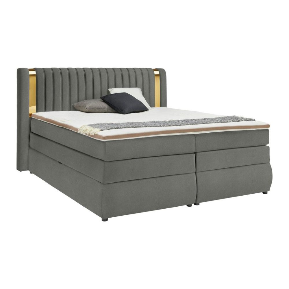 Boxspringbett Minola Gold Dunkelgrau Ca. 180x200cm 180/200 cm Dunkelgrau 
