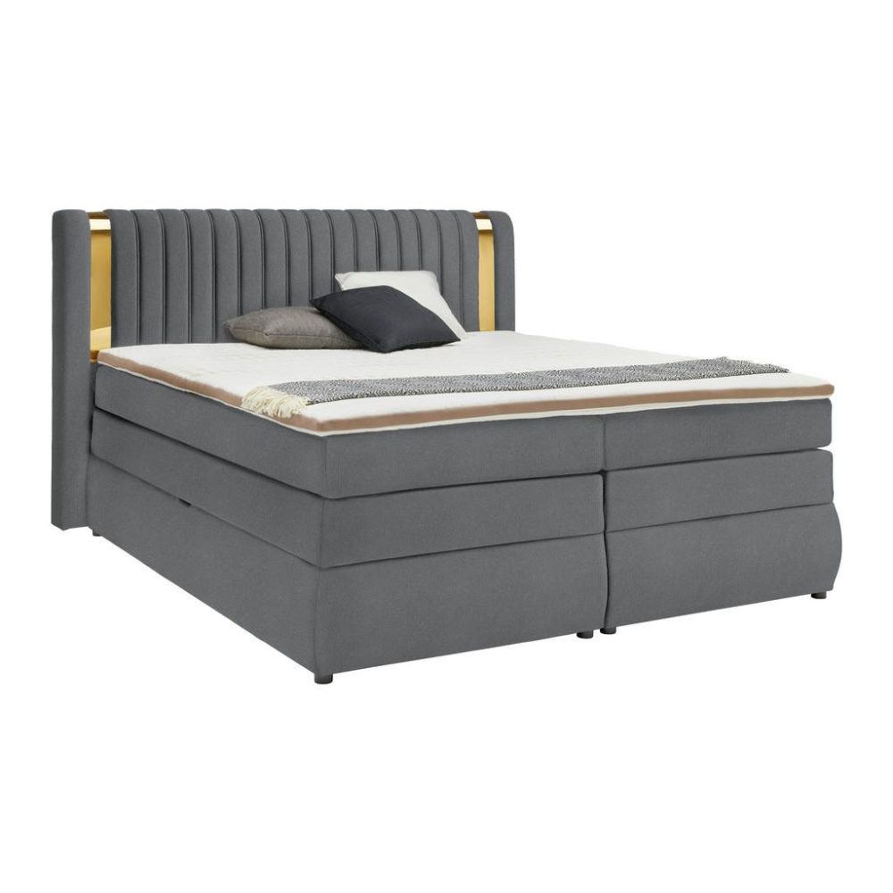 Boxspringbett Minola Gold Anthrazit Ca. 160x200cm 160/200 cm Anthrazit 