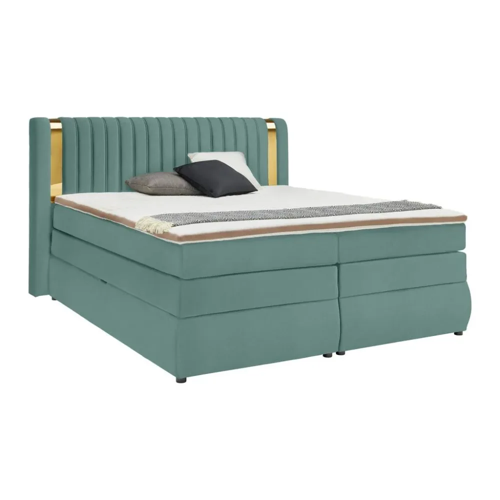 Boxspringbett Minola Gold Türkis Ca. 160x200cm 160/200 cm Türkis 