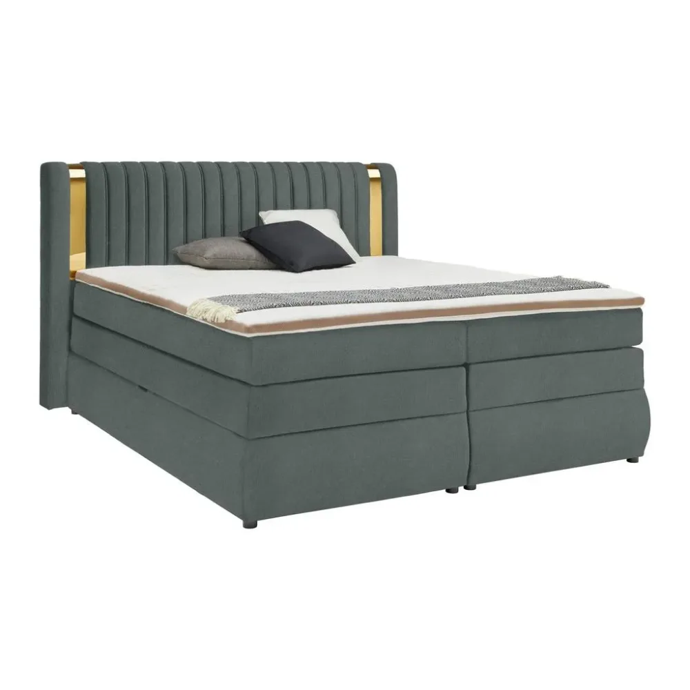 Boxspringbett Minola Gold Graphitfarben Ca. 180x200cm 180/200 cm Graphitfarben 