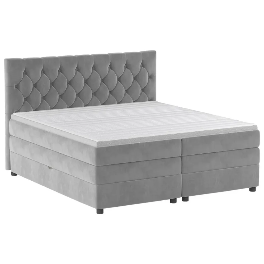 Boxspringbett Chess Silberfarben Ca. 160x200cm 160/200 cm Silberfarben 