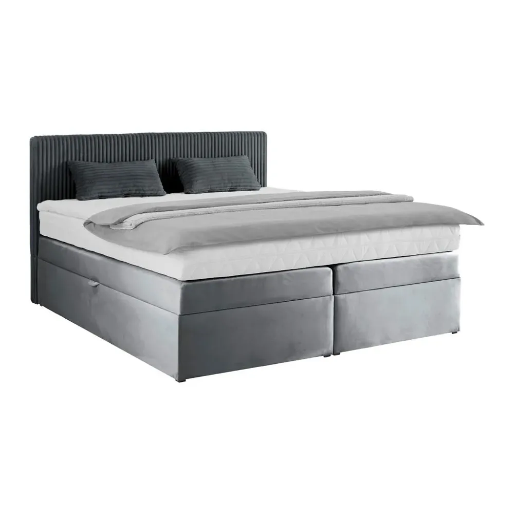 Boxspringbett Rossa In Dunkelgrau Ca. 160x200cm 160/200 cm Dunkelgrau 