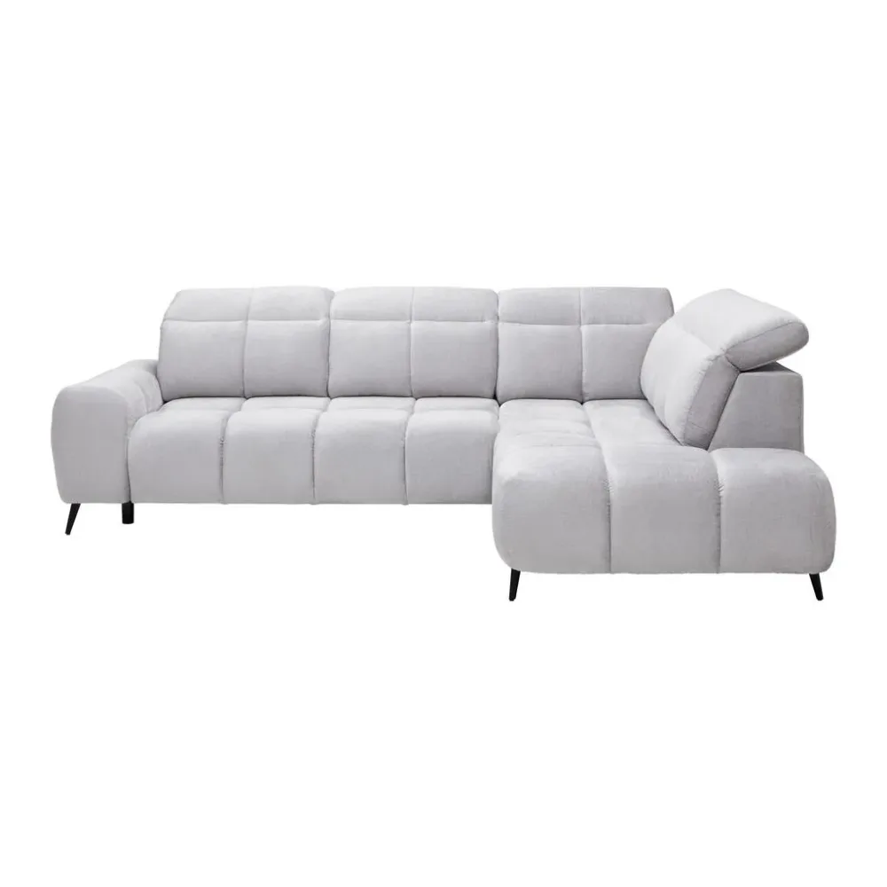 Ecksofa Silvio Rechts Hellgrau Chenille, Struktur Hellgrau 