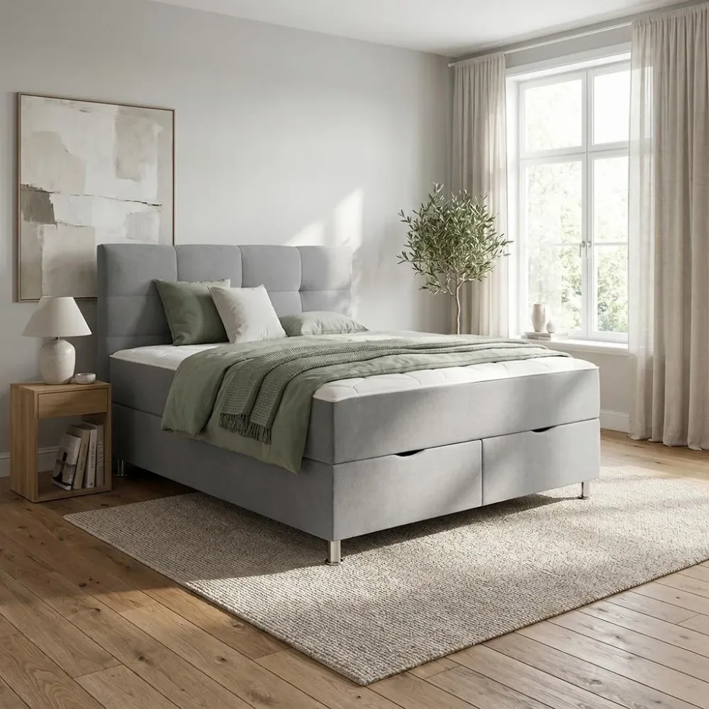 Boxbett Oviedo In Grau Ca. 160x200cm 160/200 cm Grau 