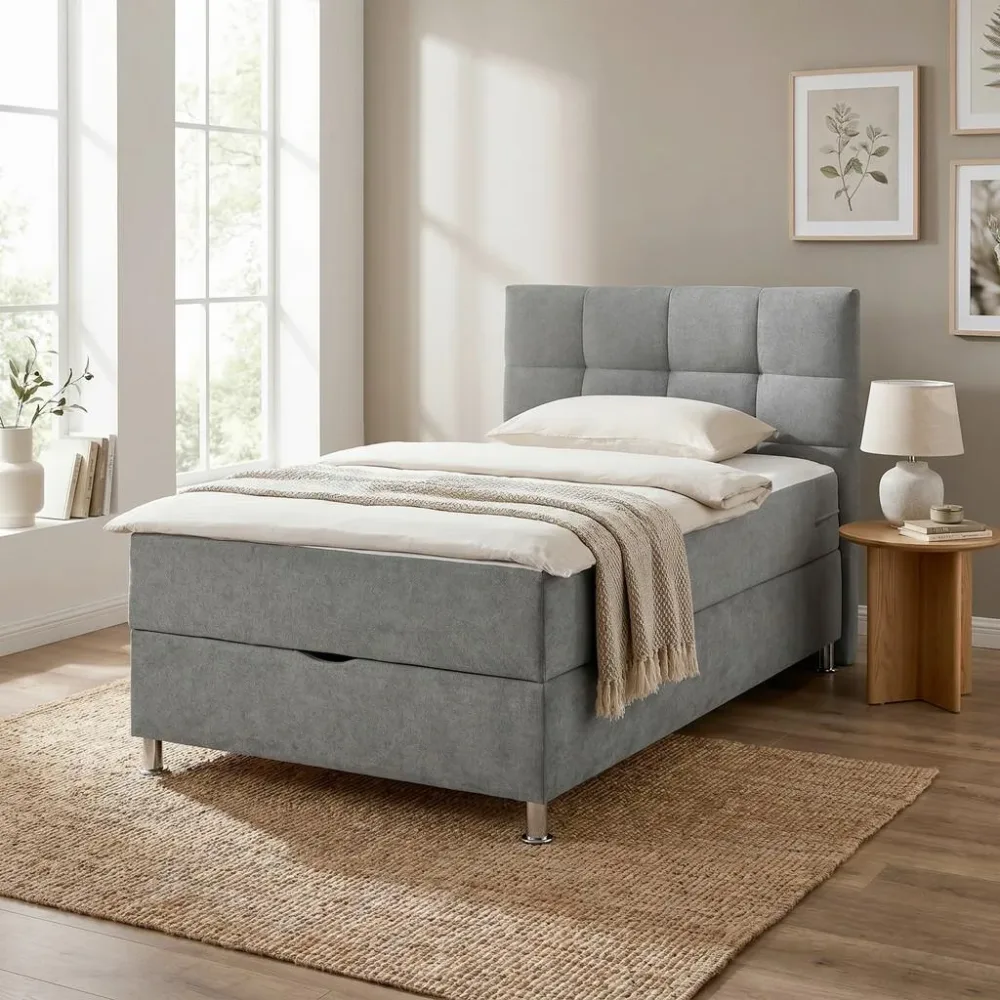 Boxbett In Grau Ca. 140x200cm 140/200 cm Grau 