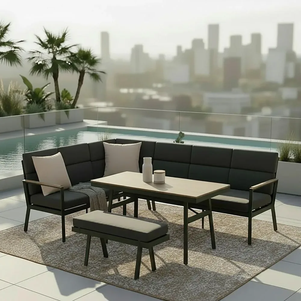 Dining-loungeset Eleonora Outdoorgewebe 4-teilig 