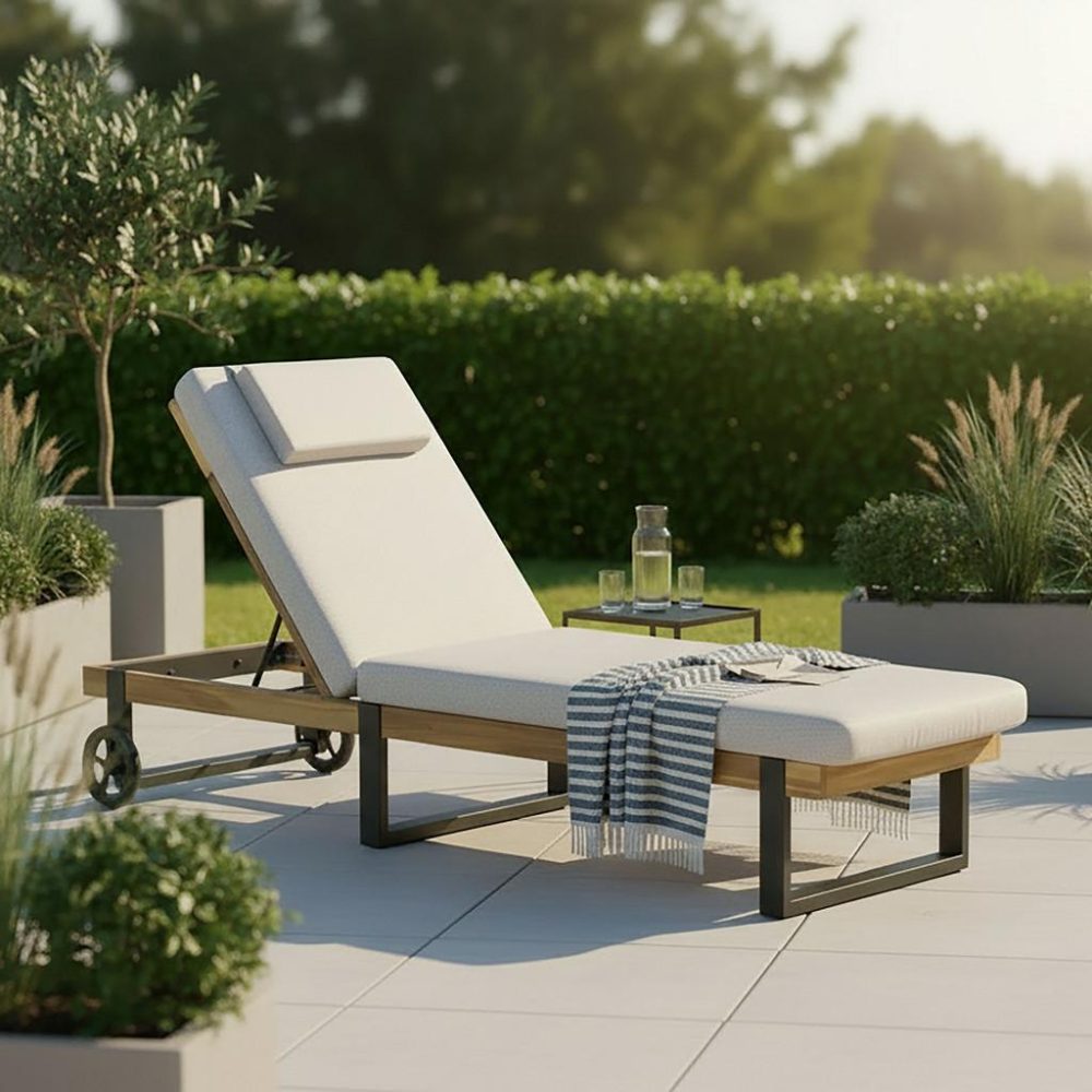 Gartenliege Elenyi Creme, Grau 