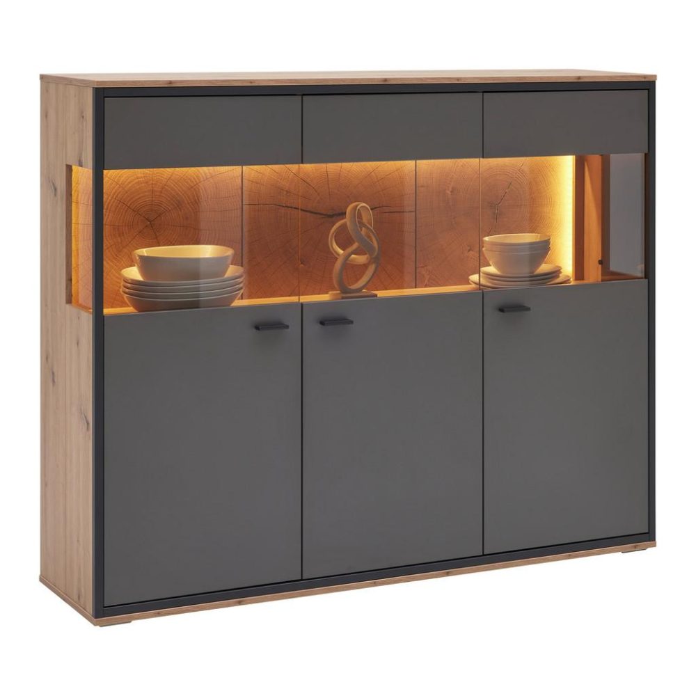 Highboard Florenz Grau/eiche Artisan  150,2/121,5/38 cm 