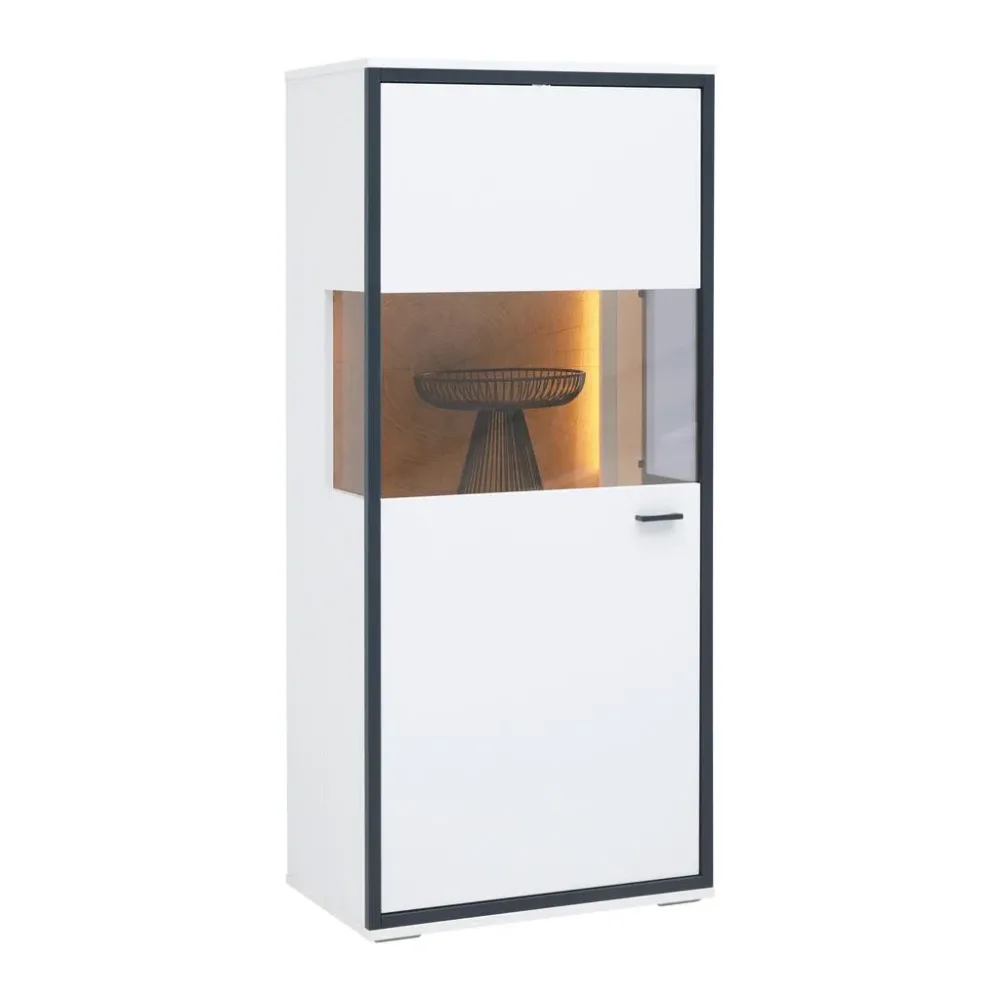 Highboard Florenz Schwarz/weiss/eiche Artisan  60,2/137,6/38 cm 