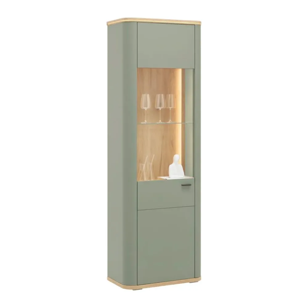 Vitrine Lagos Salbeigrün/eiche Artisan 69,2/209,5/37,5 cm , 