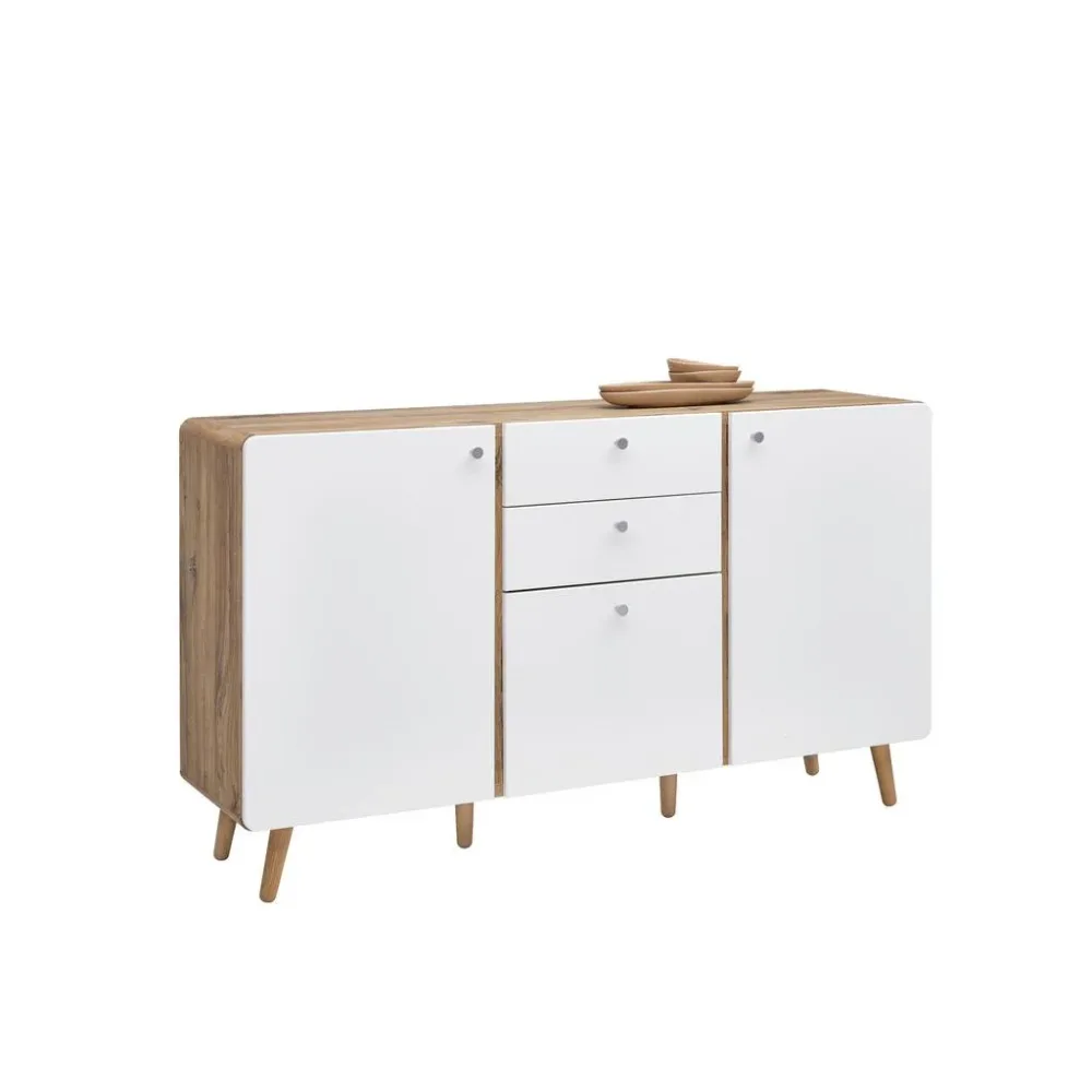 Sideboard Ronda In Weiss/ Eichefarben  158/91/40 cm 2 Schublade(n) 