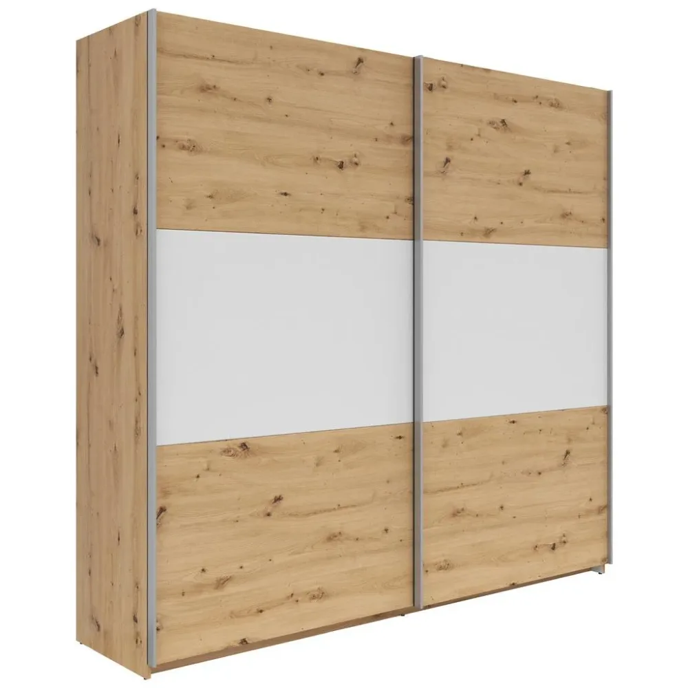 Schwebetürenschrank Saturn In Eiche Artisan/weiss 218/210/59 cm Weiss, Eichefarben 