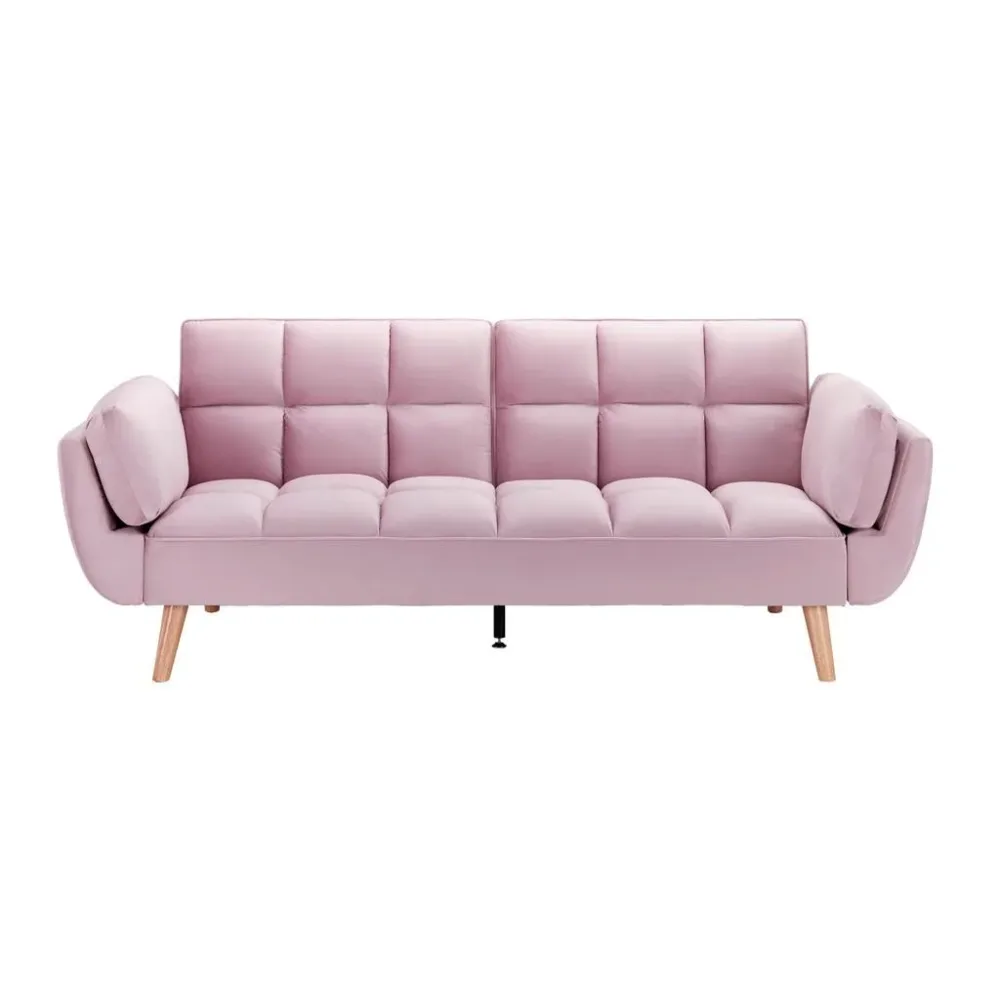 Schlafsofa Cora Rosa Samt Rosa Holz, Textil 