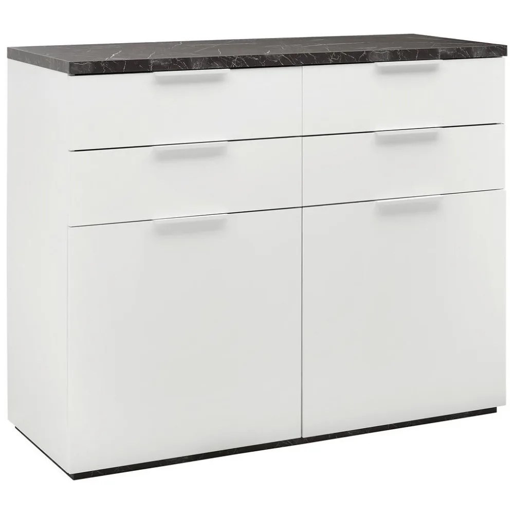 Kommode In Anthrazit/weiss , , 4 Schublade(n) 