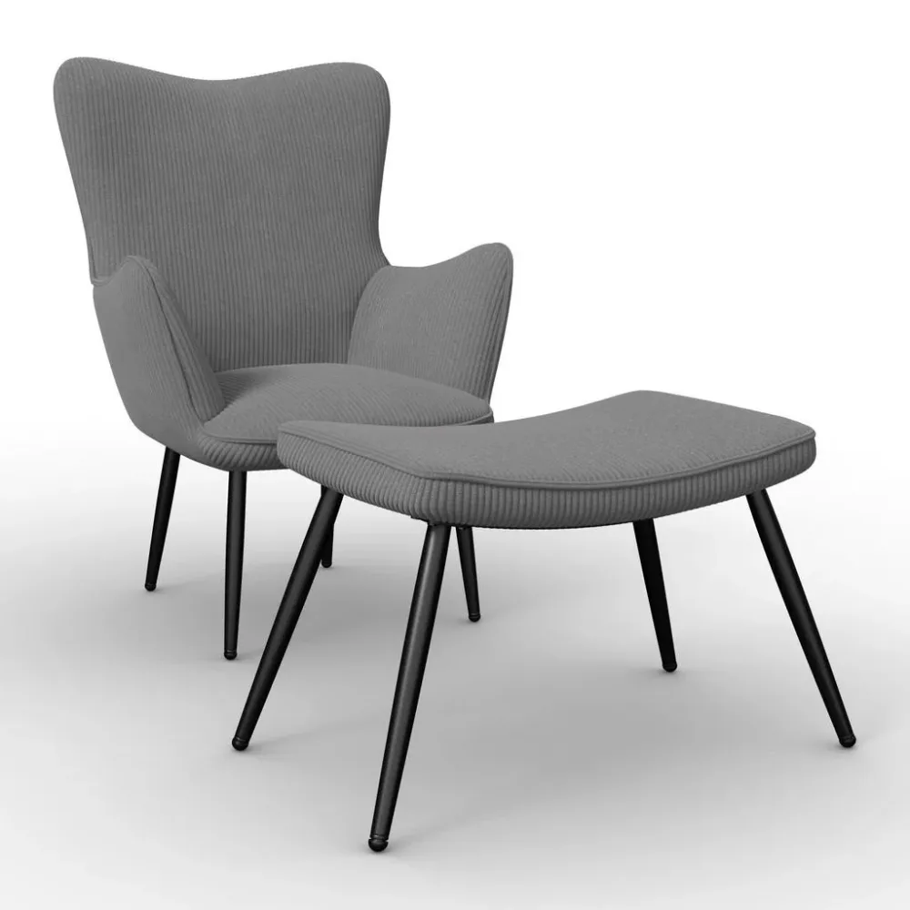 Relaxsessel Aurora Holz, Metall, Textil Grau 