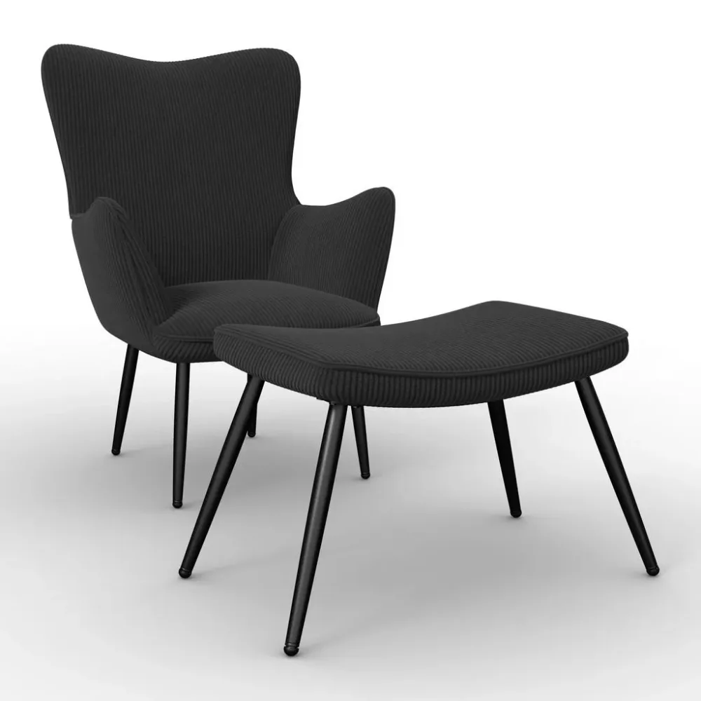 Relaxsessel Aurora Holz, Metall, Textil Schwarz 