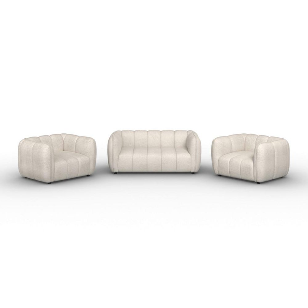 Sitzgarnitur Sandra Holz, Textil Creme 