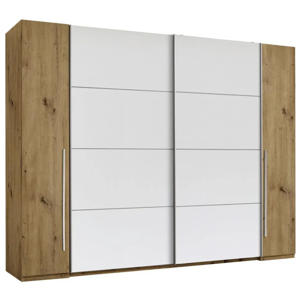 Schwebetürenschrank In Weiss/eichefarben 312/225,5/60,3 cm Weiss, Eichefarben 
