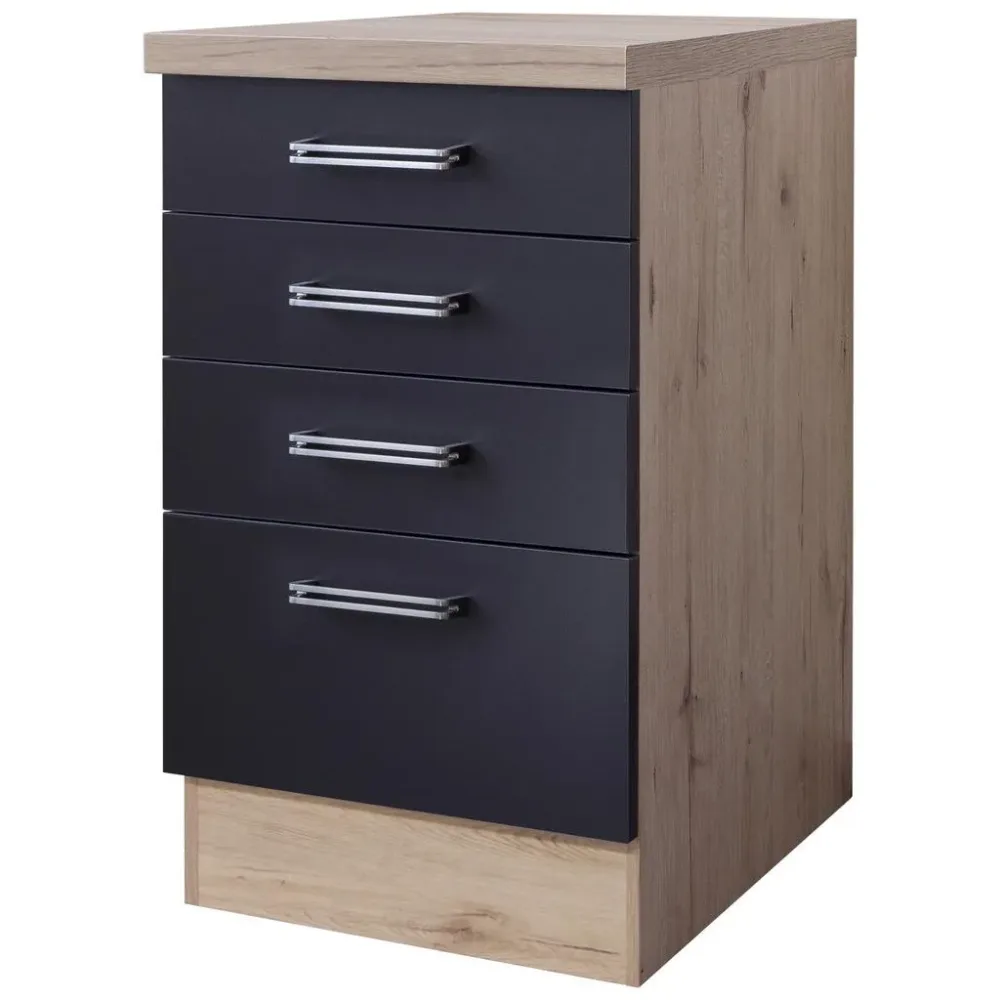 Schubkastenunterschrank Anthrazit/eiche