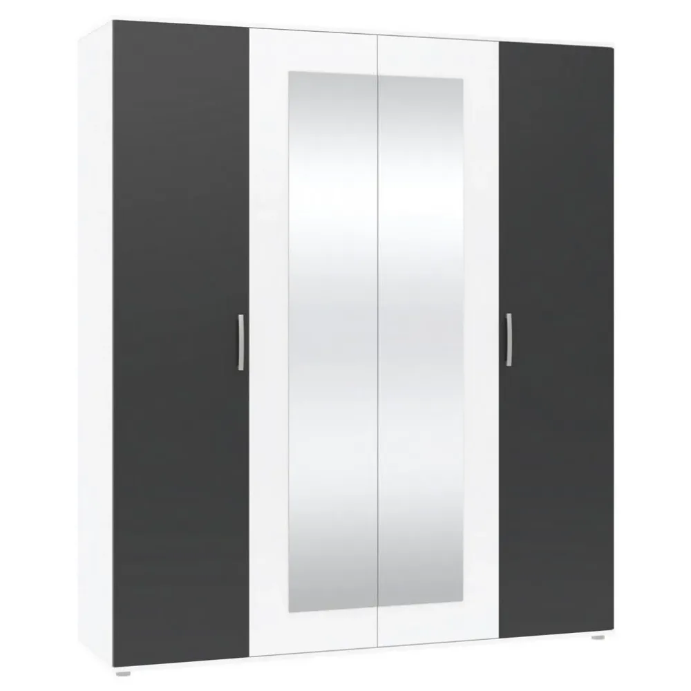 Drehtürenschrank Jan Anthrazit/weiss 180/210/52 cm Anthrazit, Weiss 