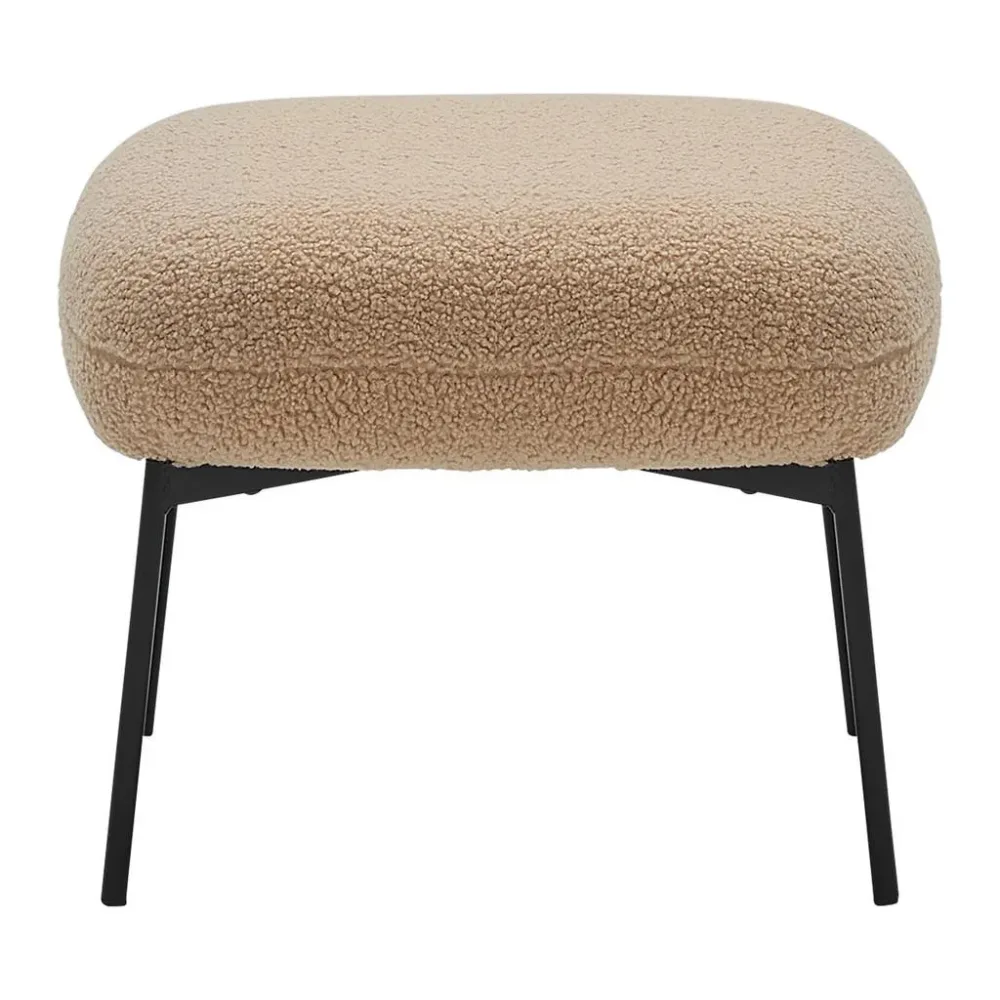 Hocker Norbi Creme Beige Holz, Metall, Textil 