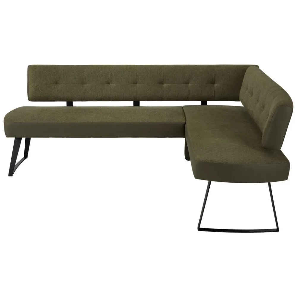 Eckbank In Grün Ca. 220x170cm Metall, Textil Grün, Dunkelgrau 