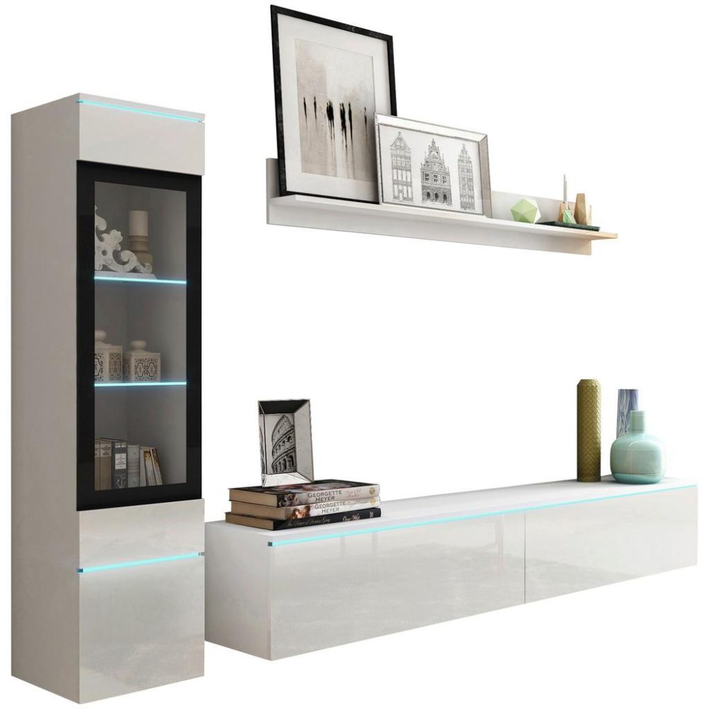 Wohnwand Vera | Weiss Hochglanz Weiss Hochglanz 210/130/33 cm 