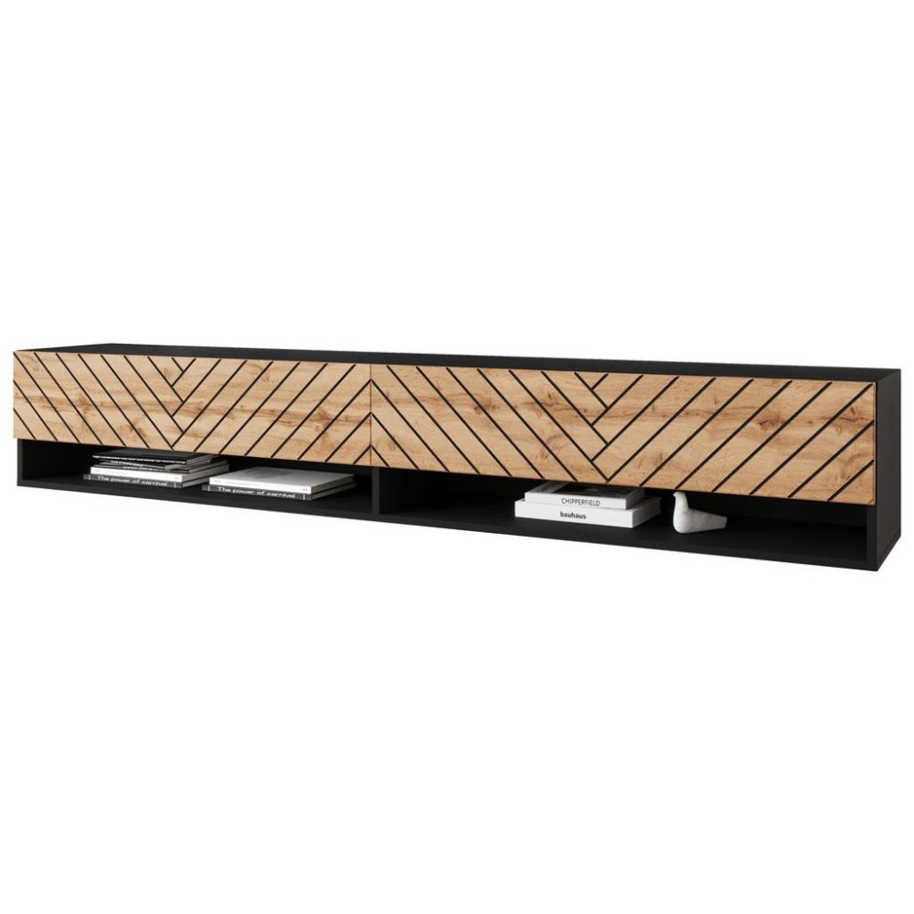 Lowboard Amadeo A180 Inkl. Beleuchtung Schwarz, Eiche Wotan 