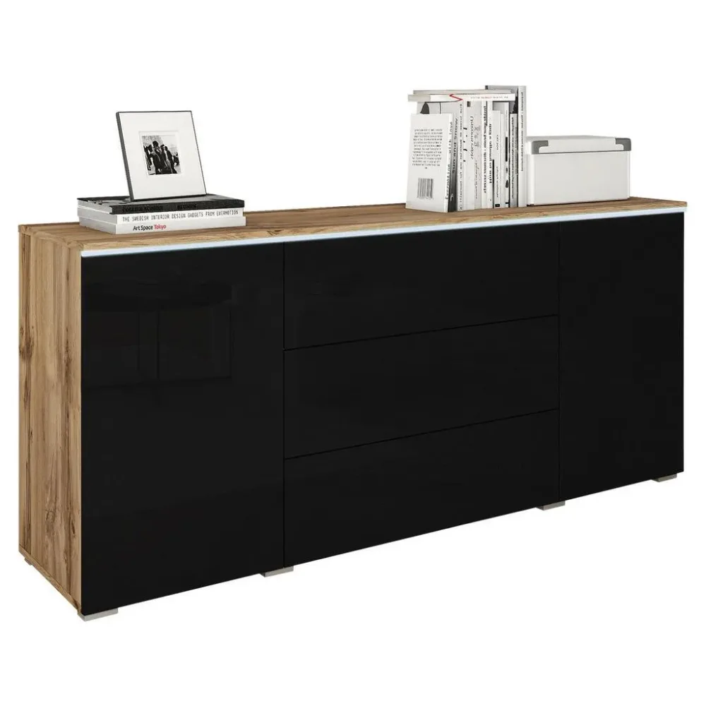 Sideboard Vera Eiche/schwarz  150/67,9/39,5 cm 3 Schublade(n) 