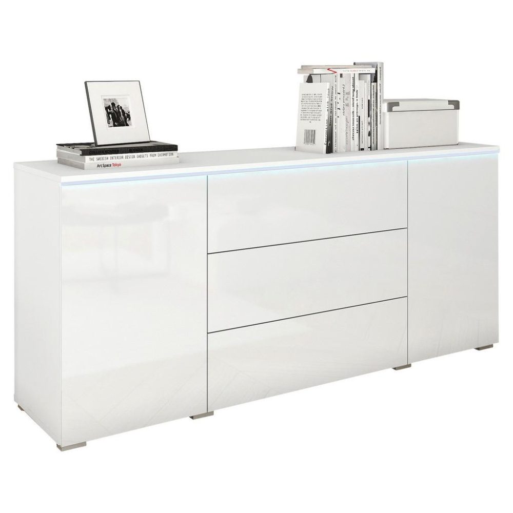 Sideboard Vera Weiss Hochglanz  150/67,9/39,5 cm 3 Schublade(n) 