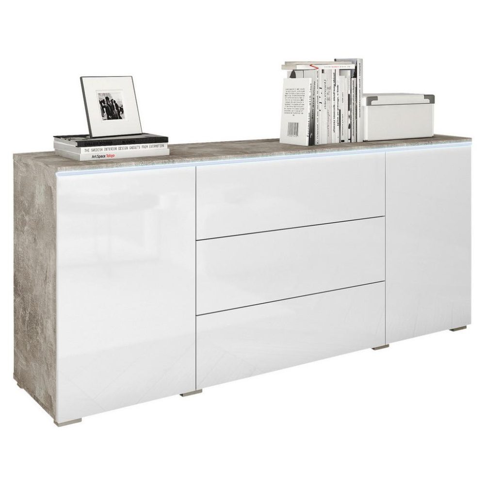Sideboard Vera Betonoptik/weiss  150/67,9/39,5 cm 3 Schublade(n) 