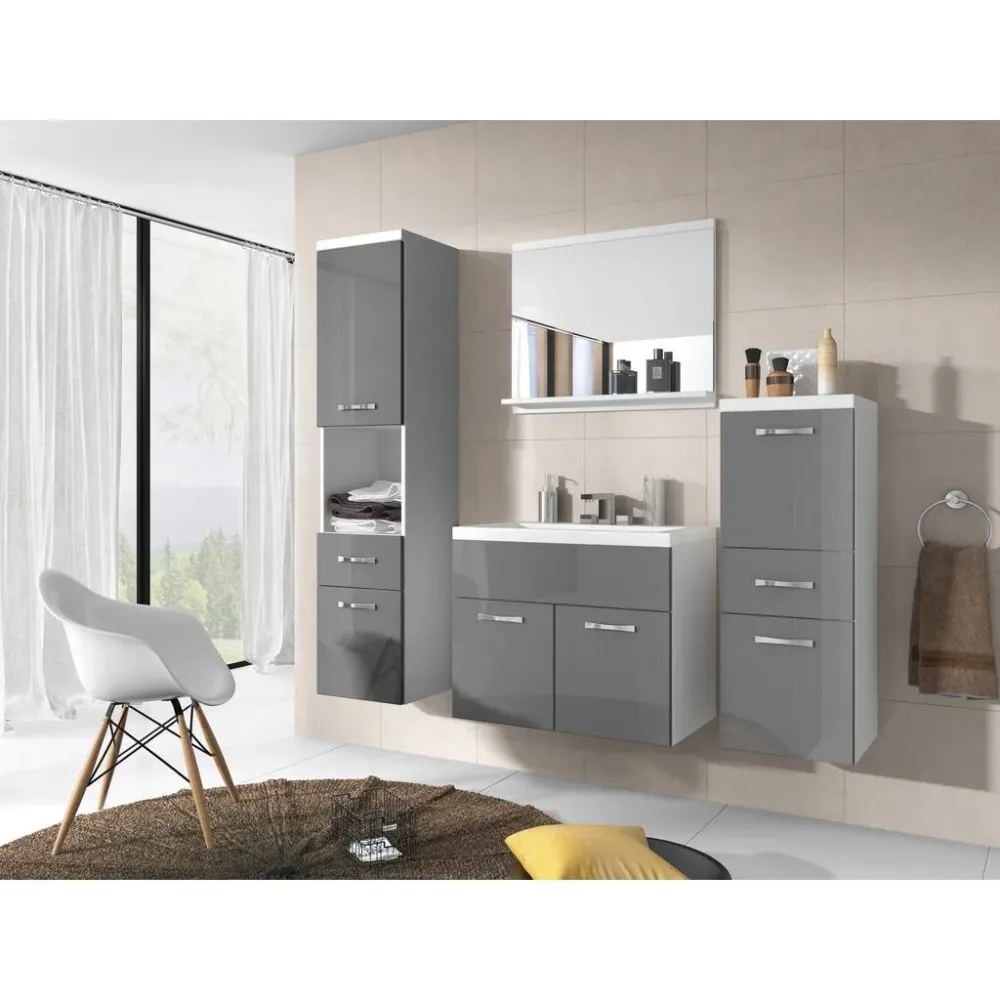 Badezimmer Alba Weiss Matt/grau 