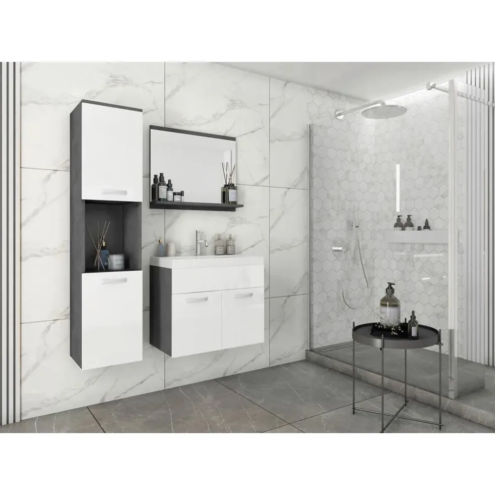 Badezimmer Montreal Anthrazit Matt/weiss 