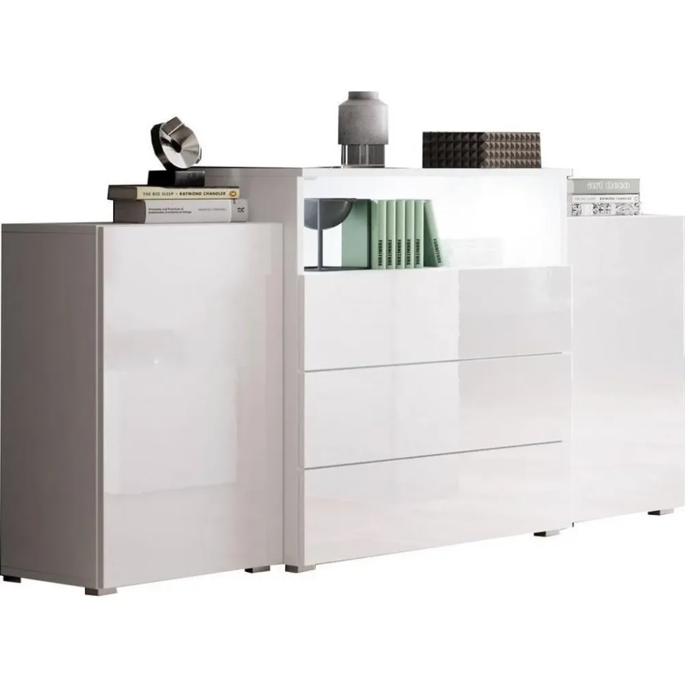 Sideboard Urbaniii Weiss Hochglanz  150/80,7/39 cm 3 Schublade(n) 